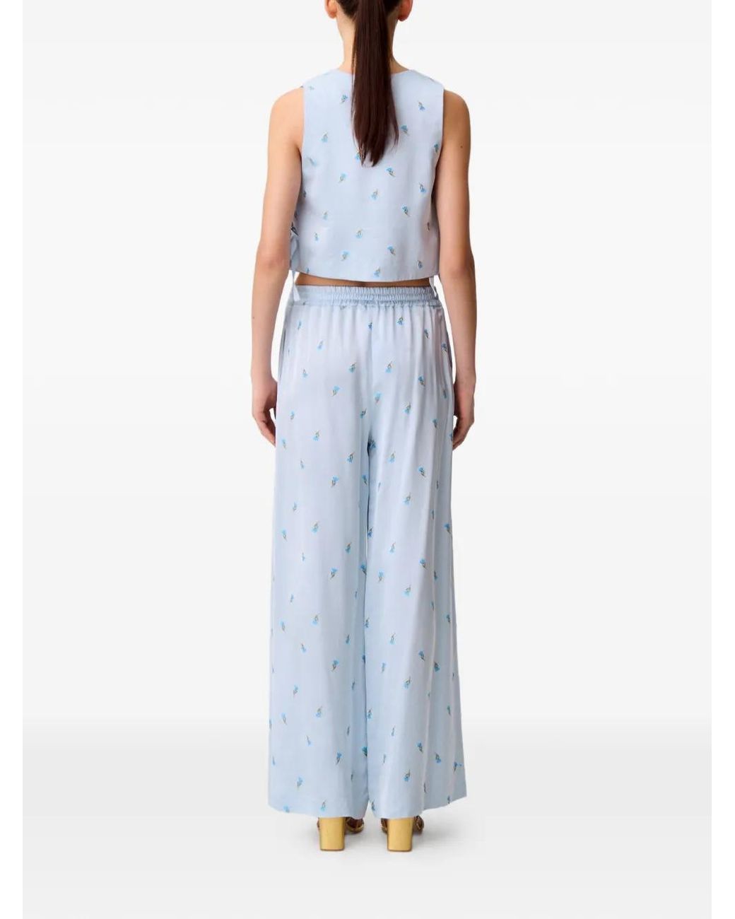 Claudie Pierlot Palazzo Broek Met Bloemenprint in het Blue
