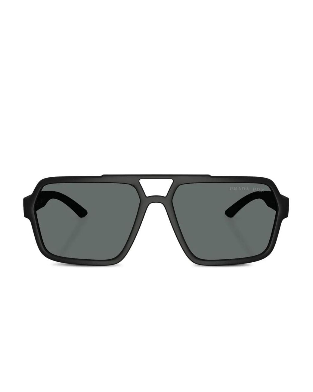 Prada Linea Rossa Black Geometric-Frame Sunglasses for men