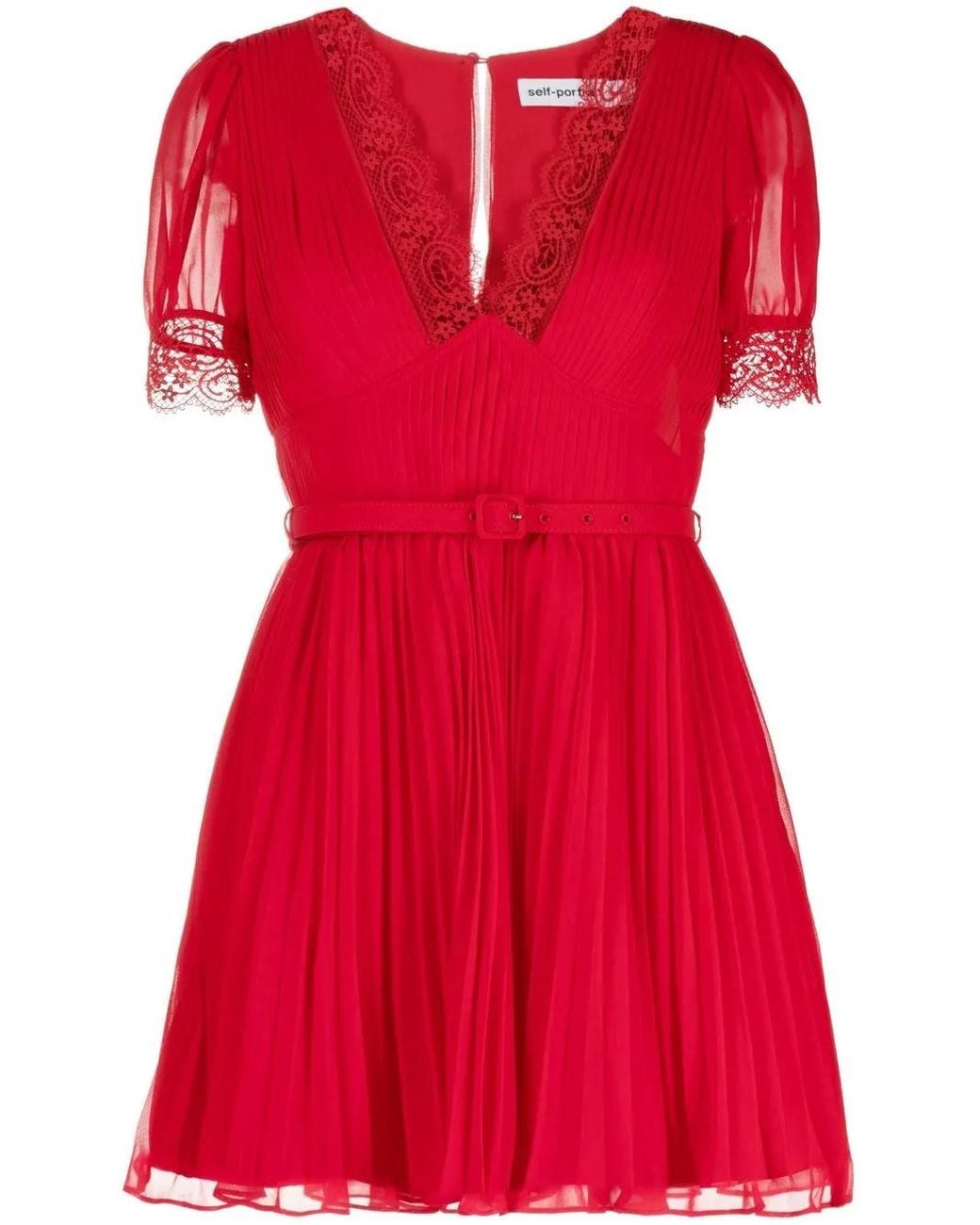Self-Portrait Red Chiffon Mini Dress