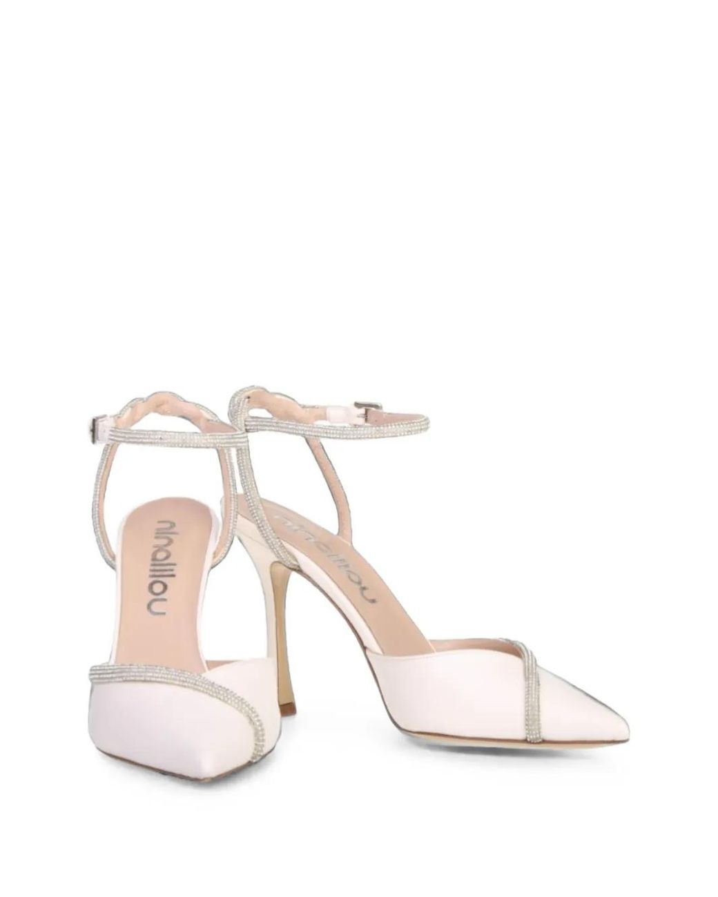 Ninalilou White Mya Strass-Embellished Pointed-Toe Pumps