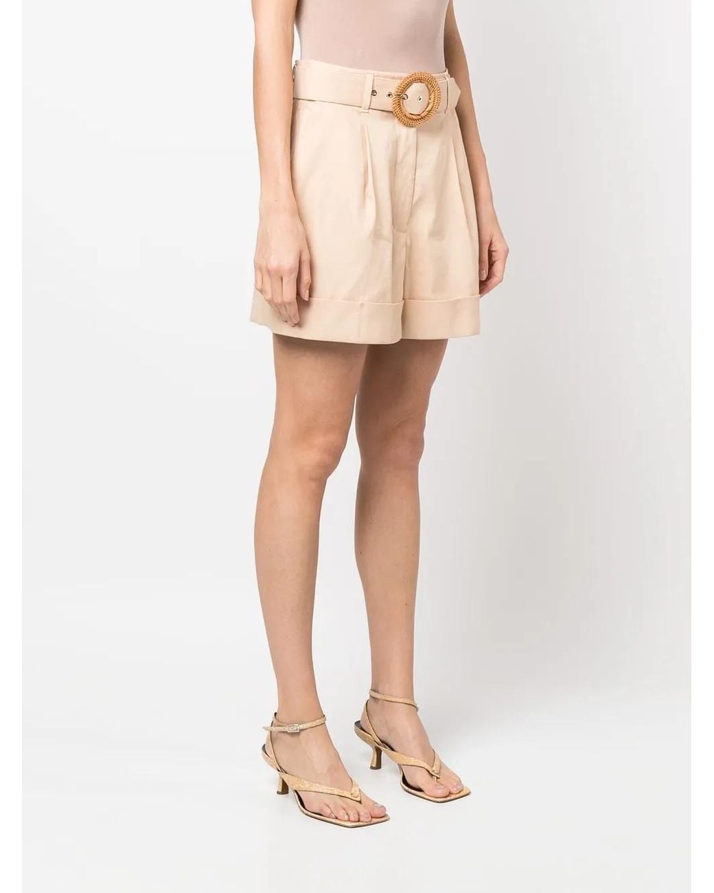 Zimmermann White Dancer Belted Tailored Shorts
