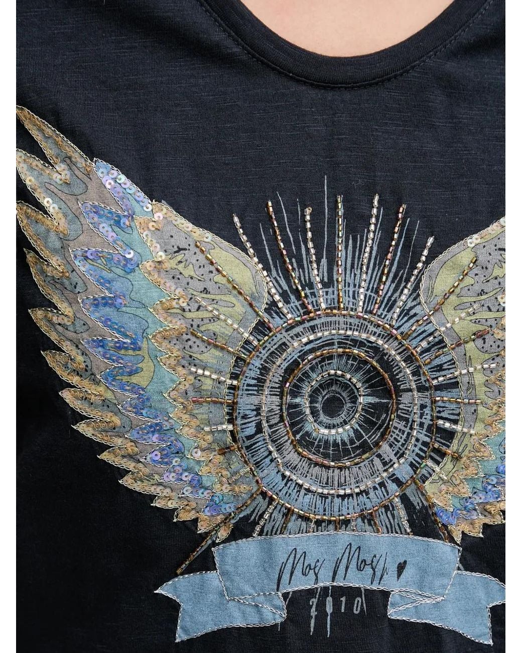 Mos Mosh Black Wings-Print T-Shirt