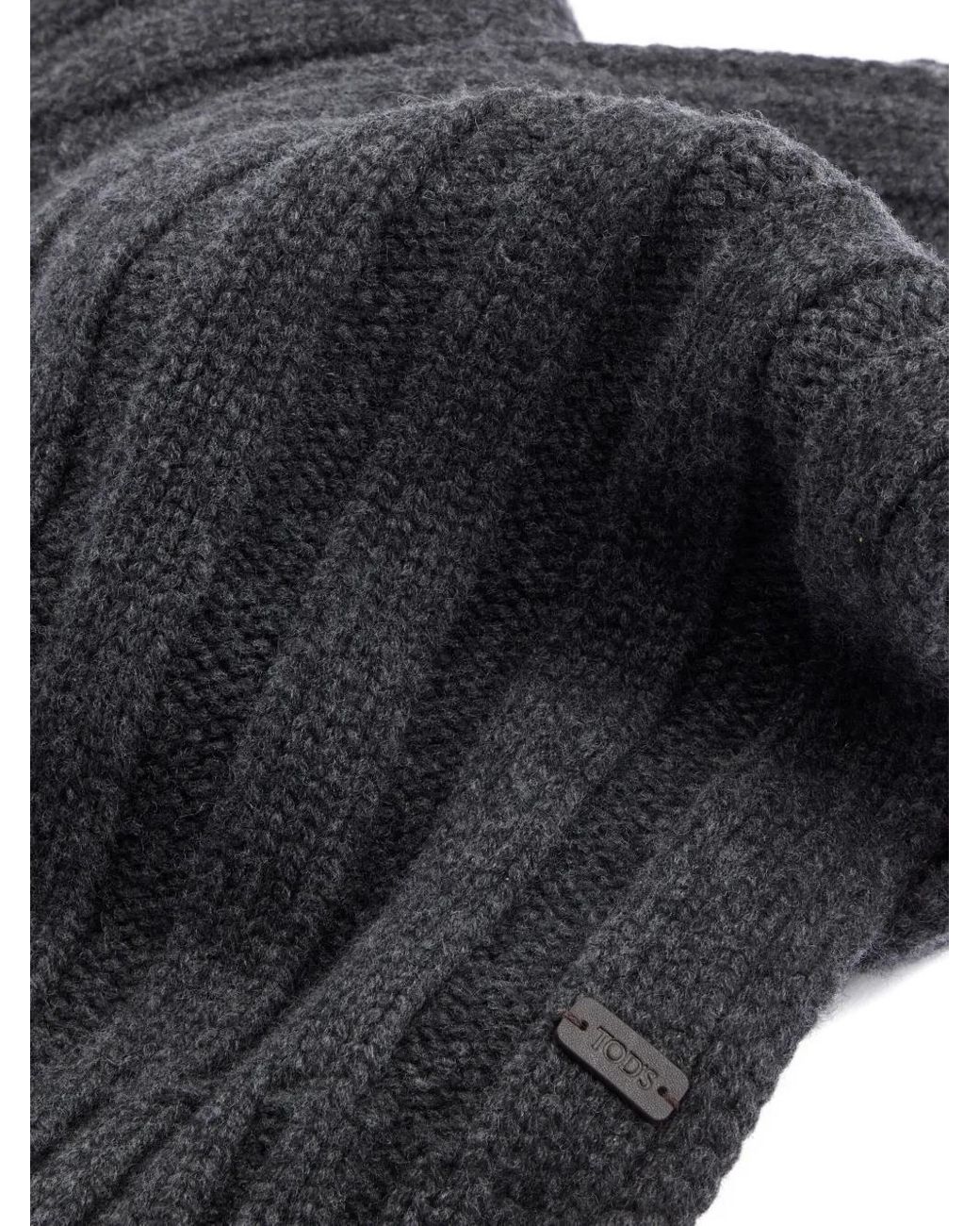 Tod's Black Ribbed-Knit Scarf for men