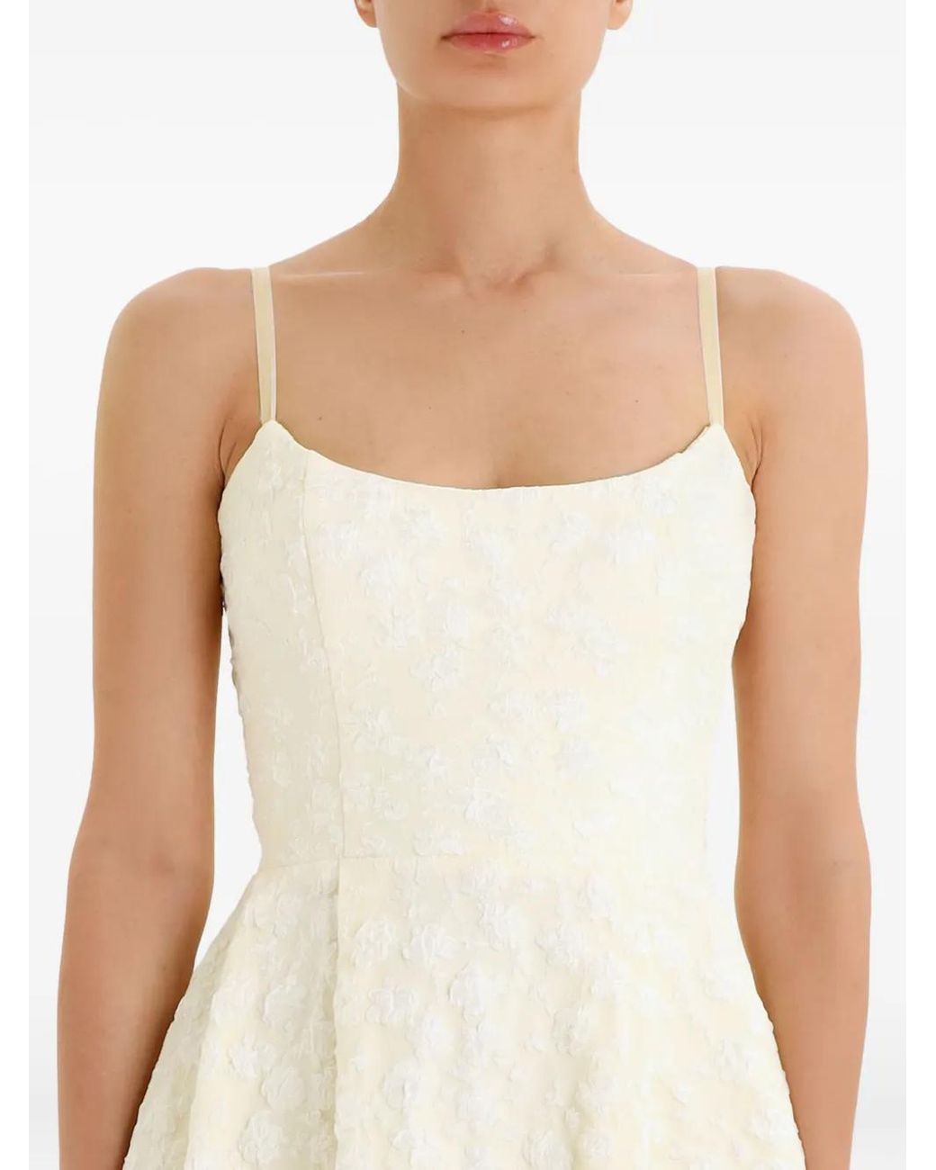 POST MERIDIEM White Jacquard Corset Midi Dress