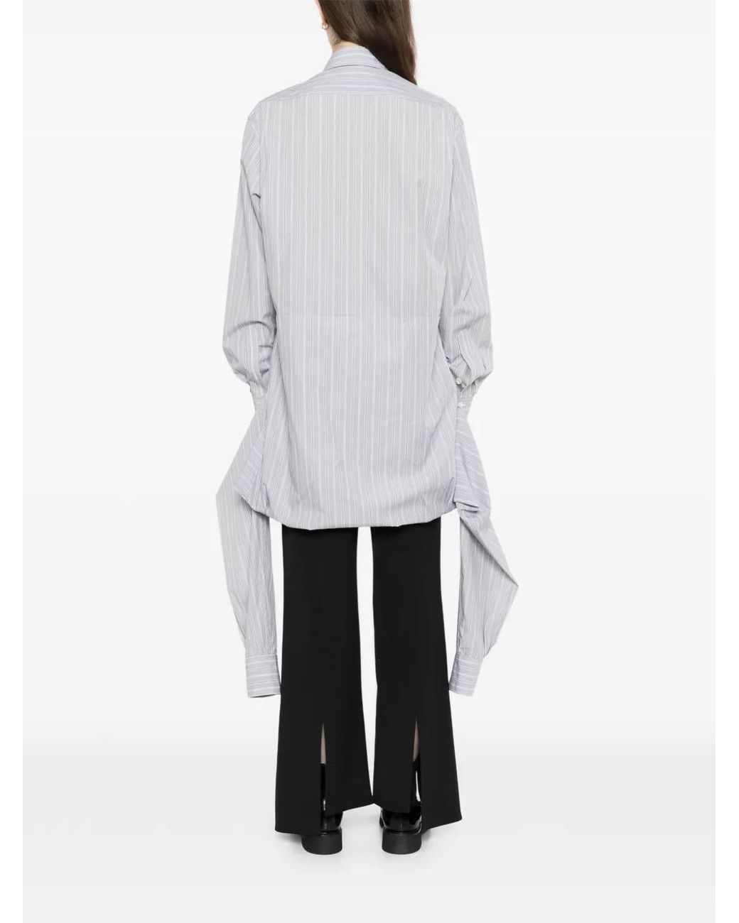 Moohong White Double Sleeve Striped Shirt