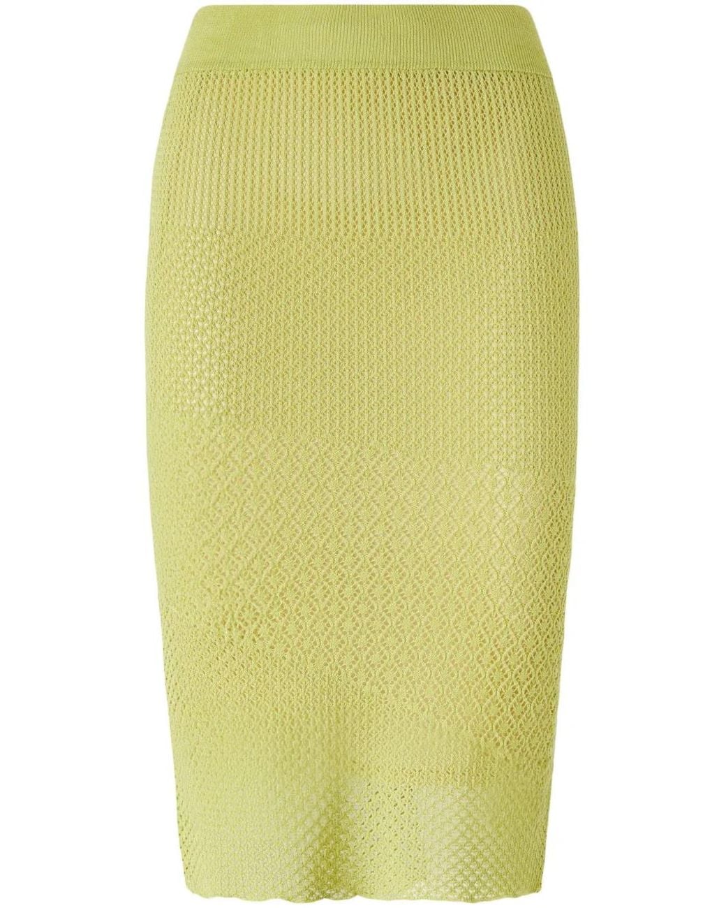 Pinko Yellow Knitted Midi Skirt