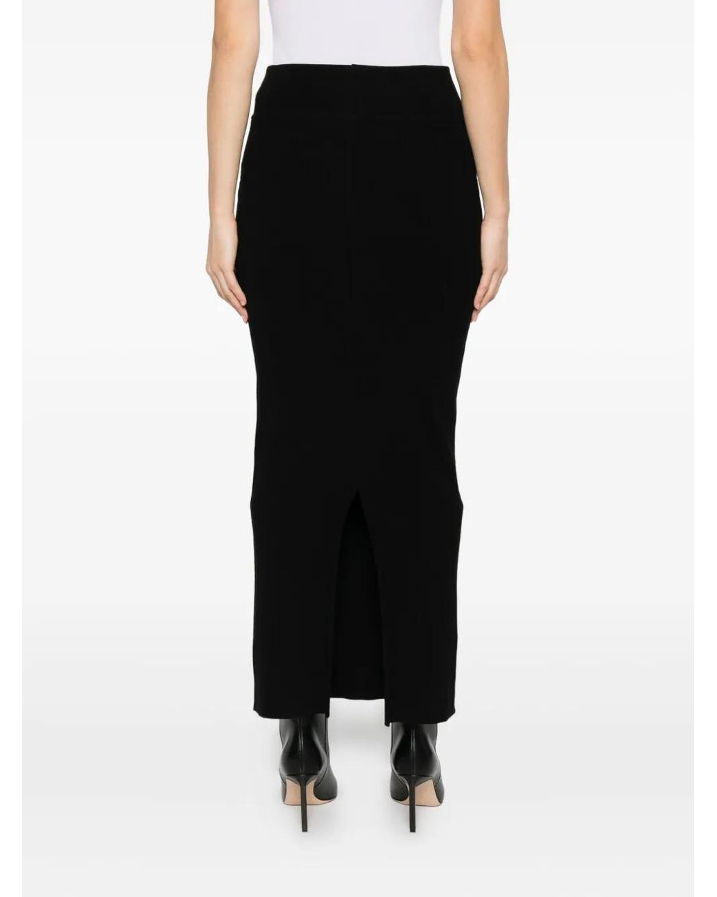 Wardrobe NYC Black Ribbed Midi Skirt