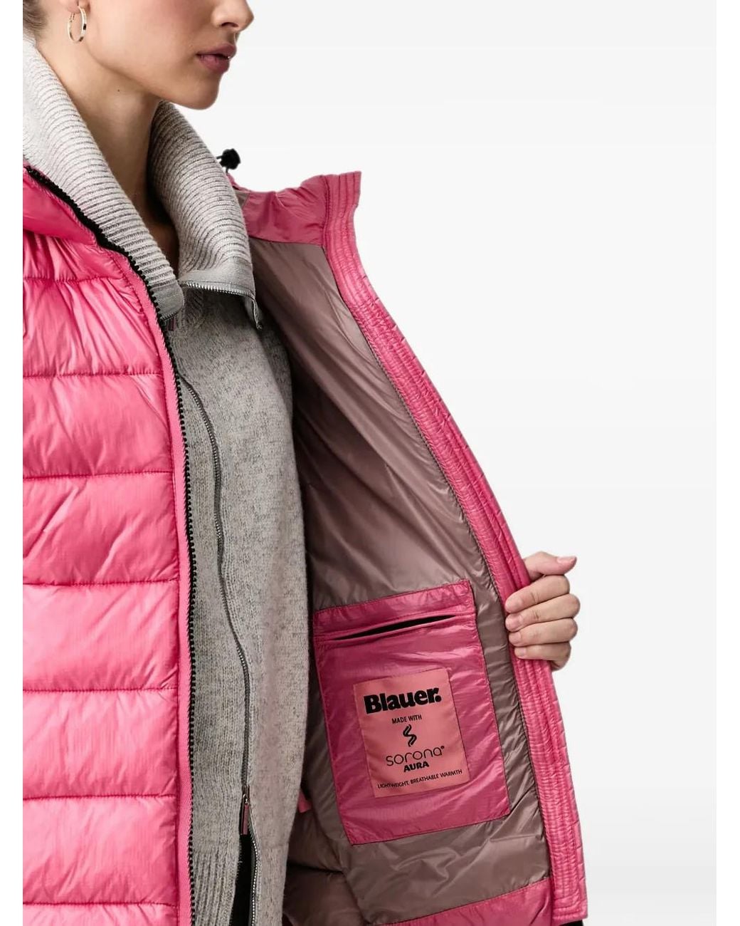 Blauer Pink Caroll Hooded Quilted Puffer Jacket