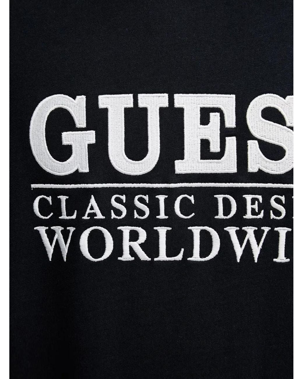 Guess Black Logo-Embroidered T-Shirt for men