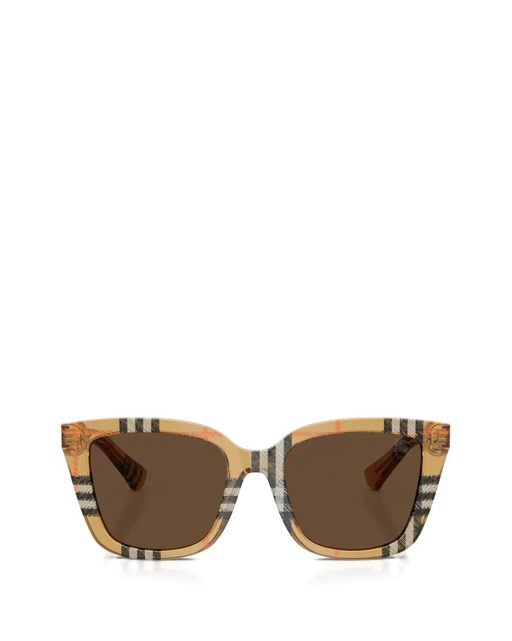 Burberry Brown Square-Frame Checked Sunglasses