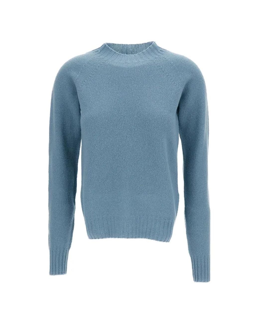 Drumohr Blue Mock-Neck Wool Sweater