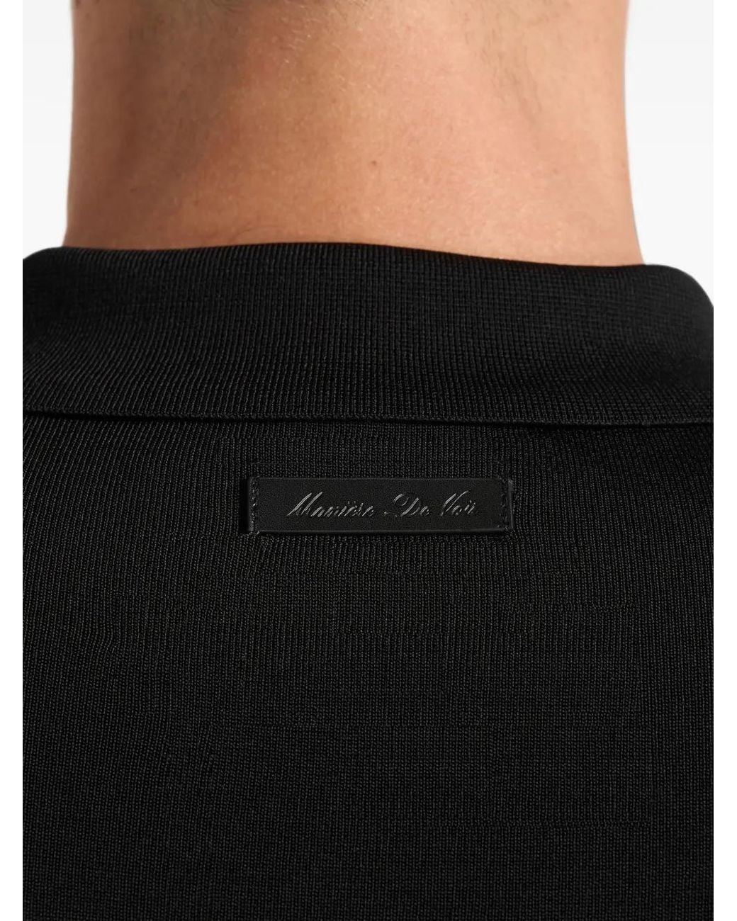 Manière De Voir Black Polo Pl002 En Maille Noire À Manches Longues for men