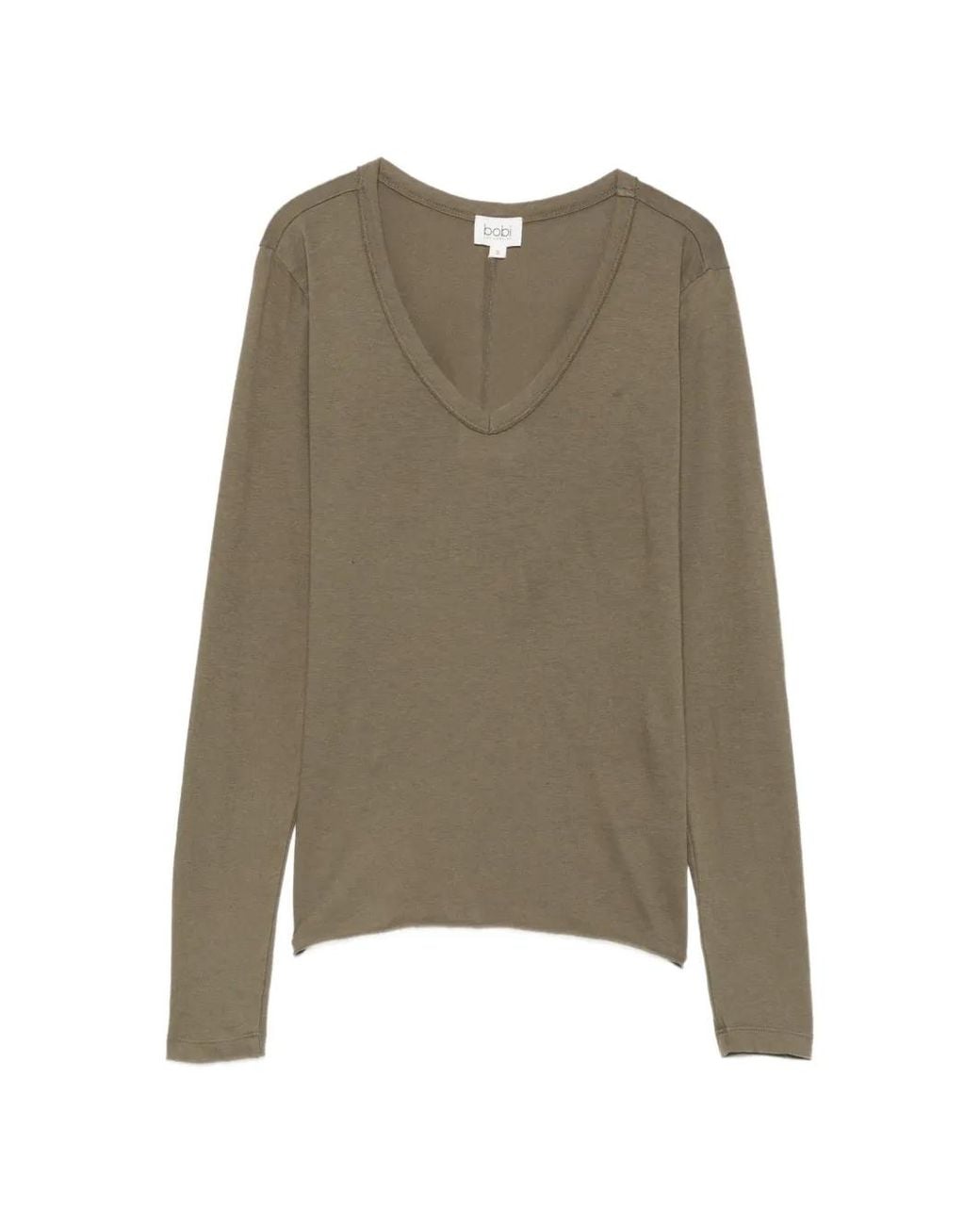 Bobi Green V-Neck Long-Sleeved T-Shirt