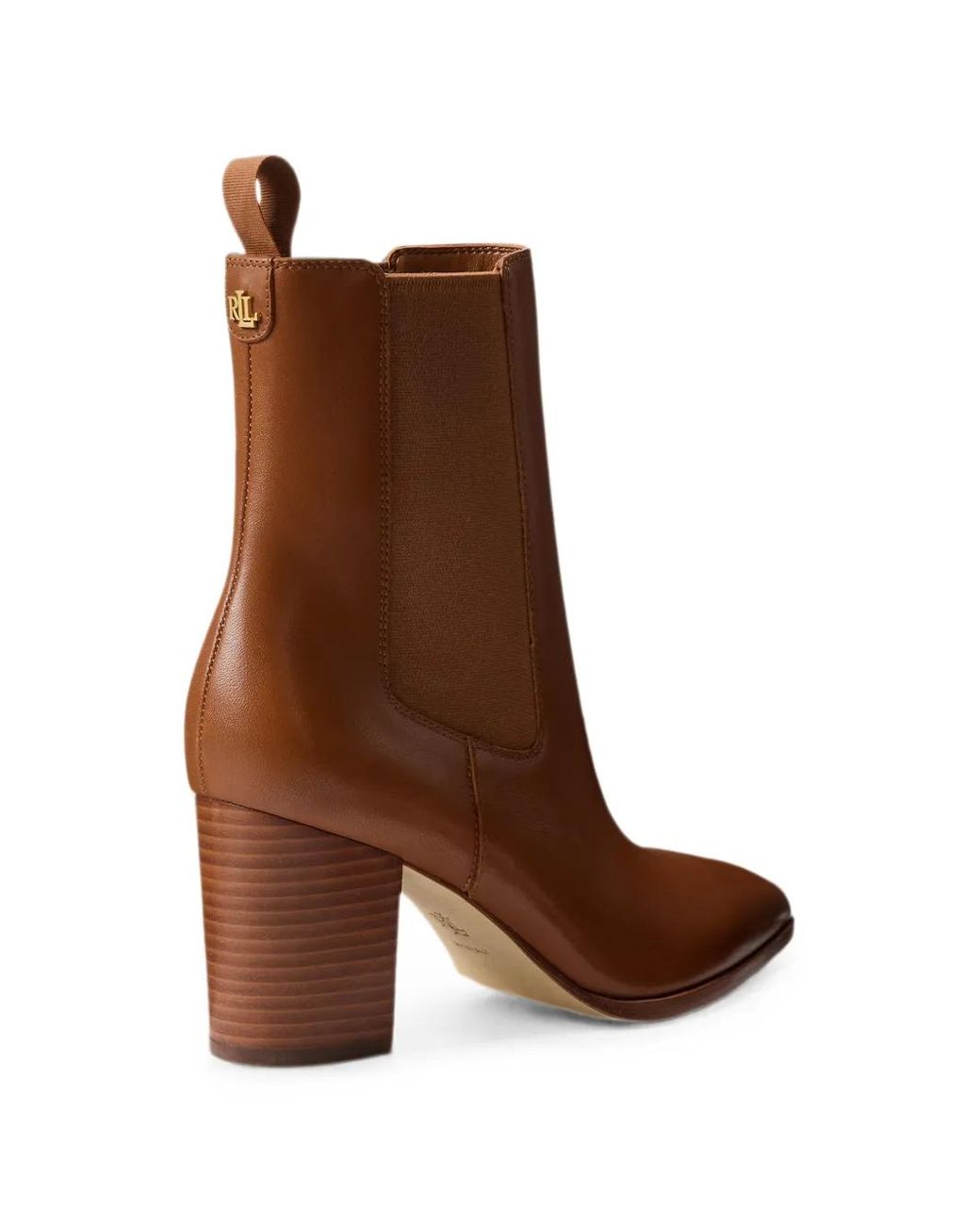 Ralph Lauren Brown Bottines En Cuir À Bout Carré