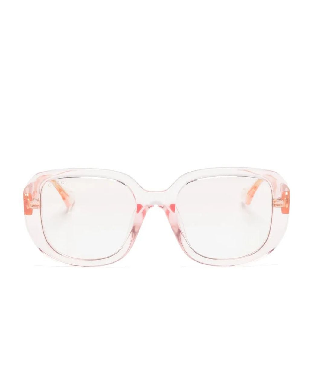Gucci Pink Transparent Oversize-Frame Sunglasses