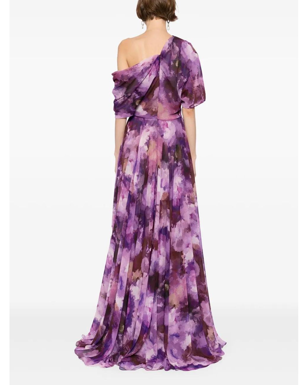 Amsale Purple Printed Slouch Dress