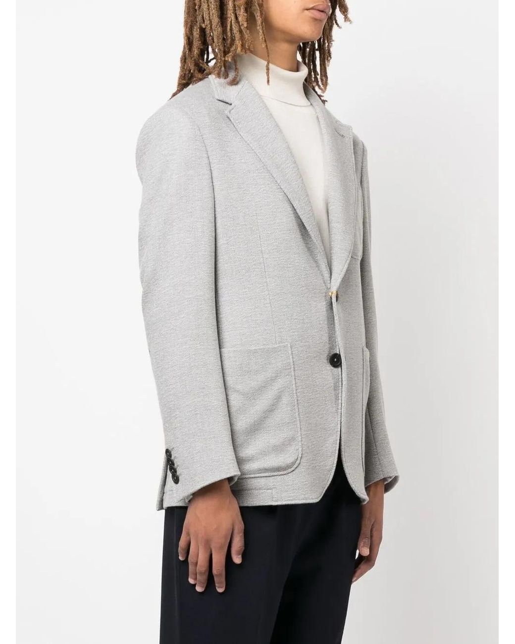 Canali Gray Single-Breasted Wool Blazer for men