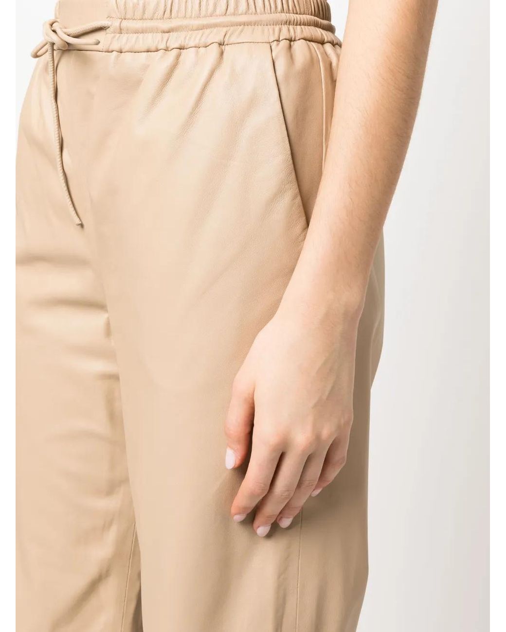 Yves Salomon Natural Straight-Leg Lambskin Trousers