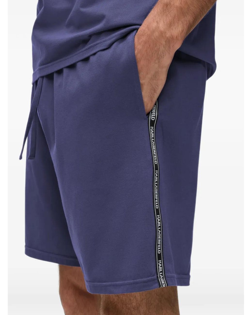 Karl Lagerfeld Blue Logo-Tape Pajamas for men