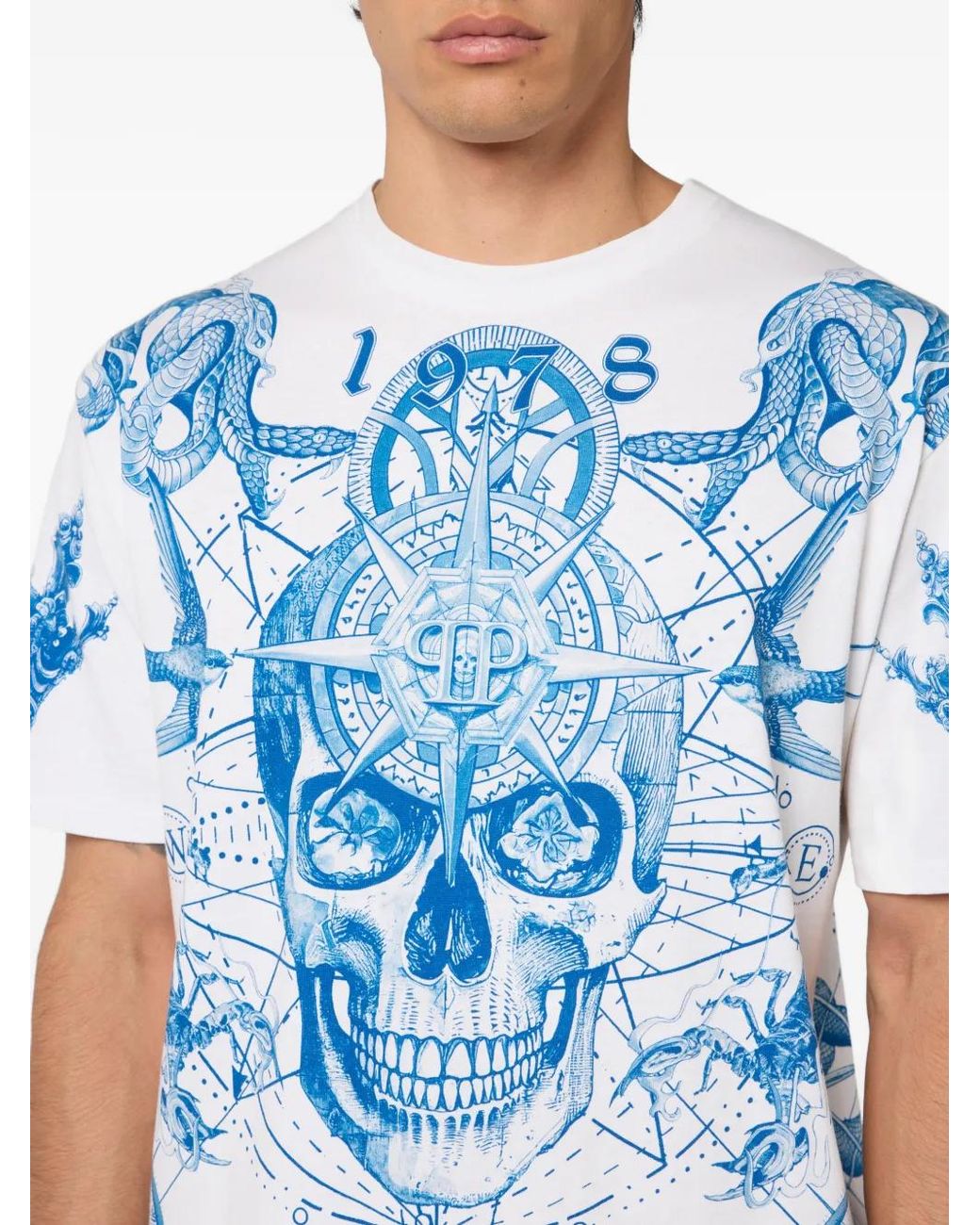 Philipp Plein Blue Crew-Neck T-Shirt for men