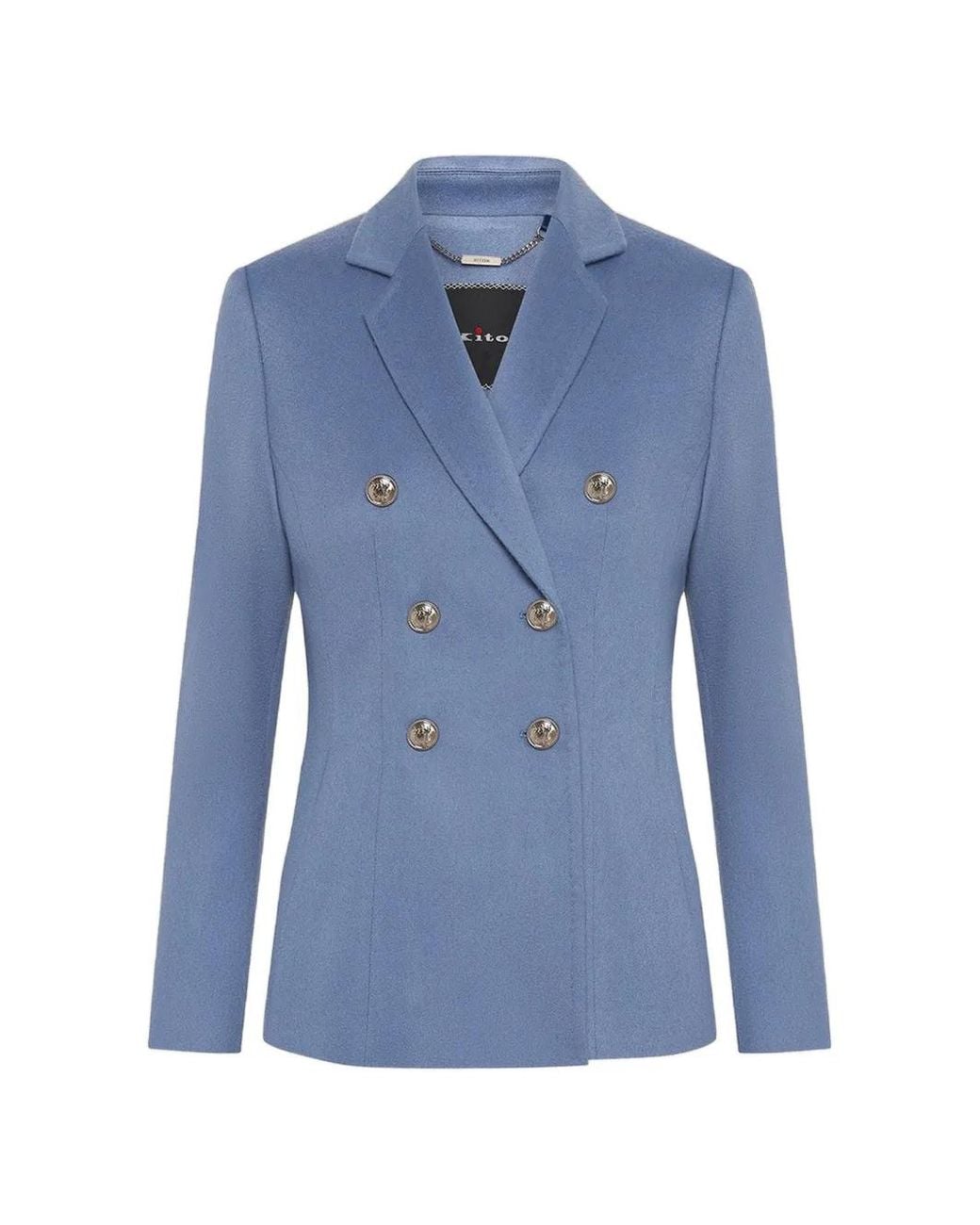Kiton Blue Double-Breasted Blazer