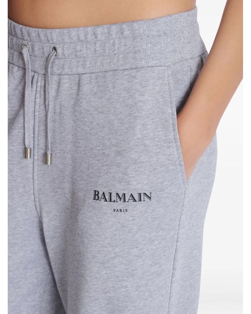 Balmain Gray Logo-Print Track Pants