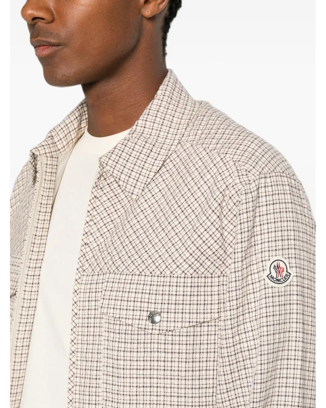 Moncler Natural Surchemise En Flanelle Micro Madras for men