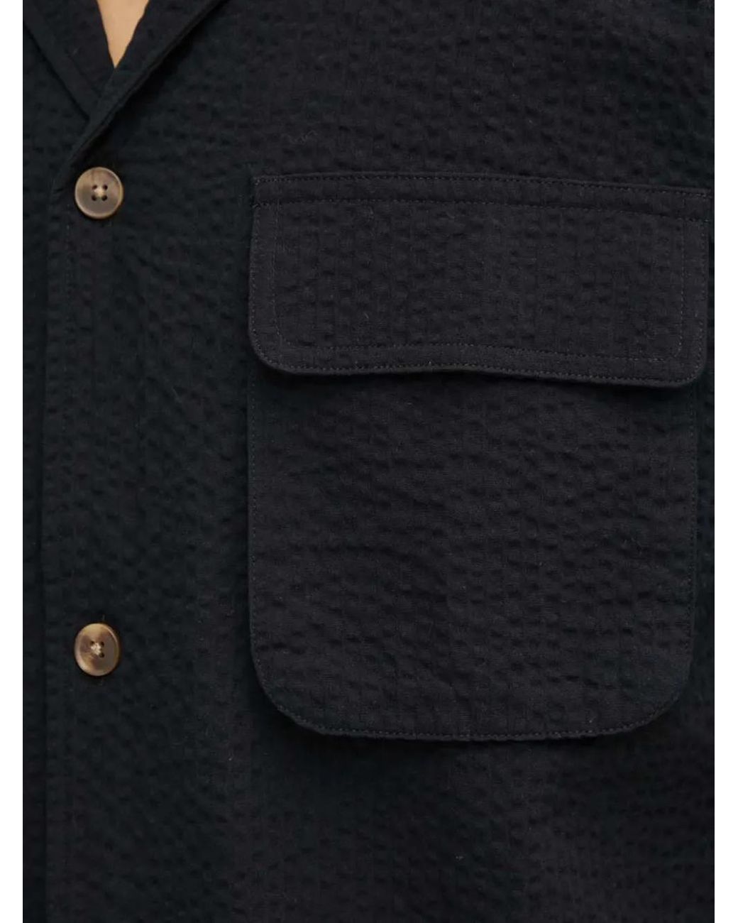 Les Deux Black Pocket Textured Shirt for men