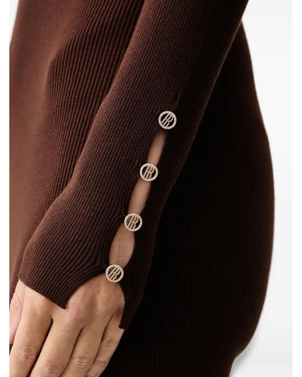 Fracomina Black Cut-Out Button-Detail Midi Dress