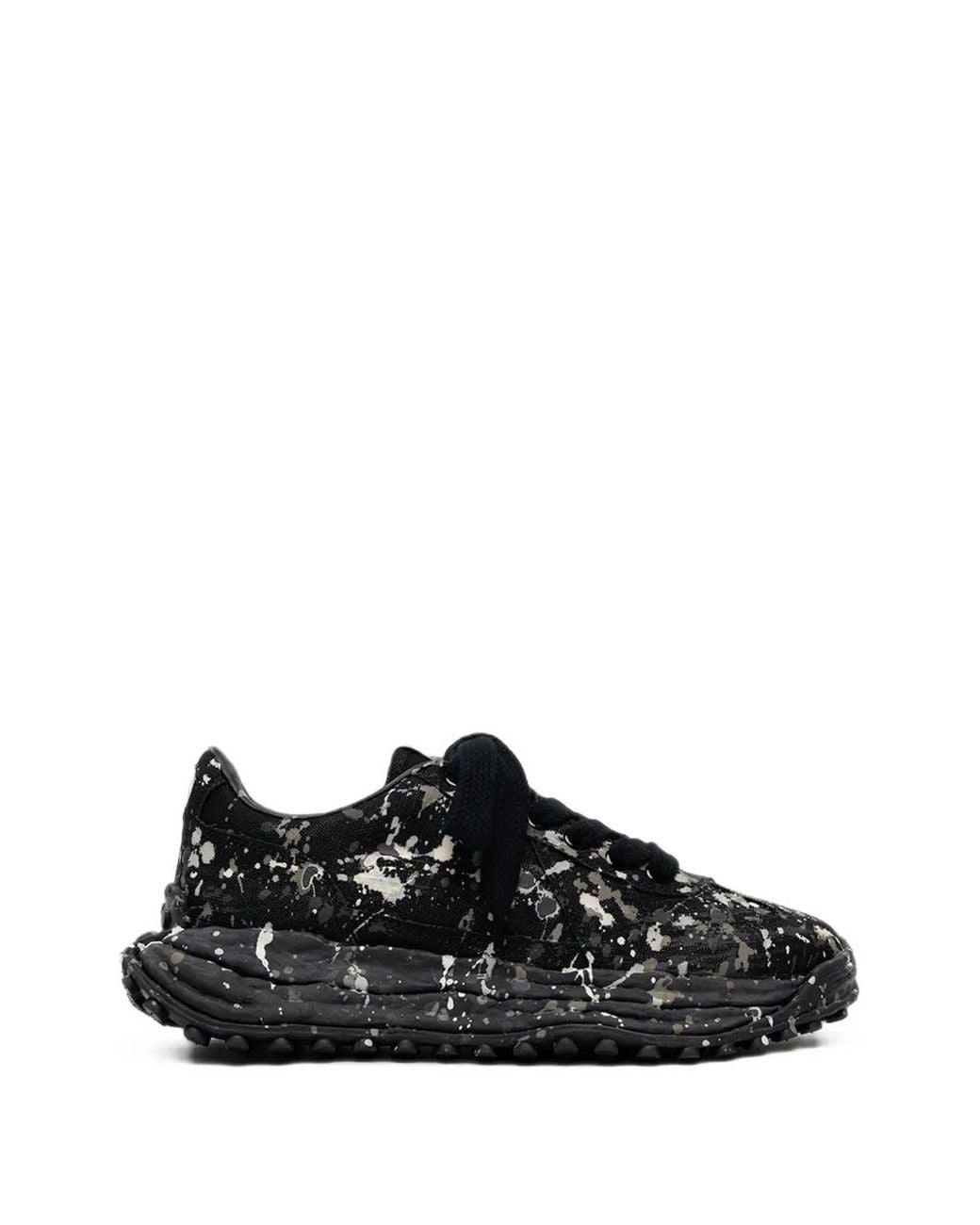 Maison Mihara Yasuhiro Black "Larry"Og Sole Sputtering Paint-Canvas Low-Top Sneakers
