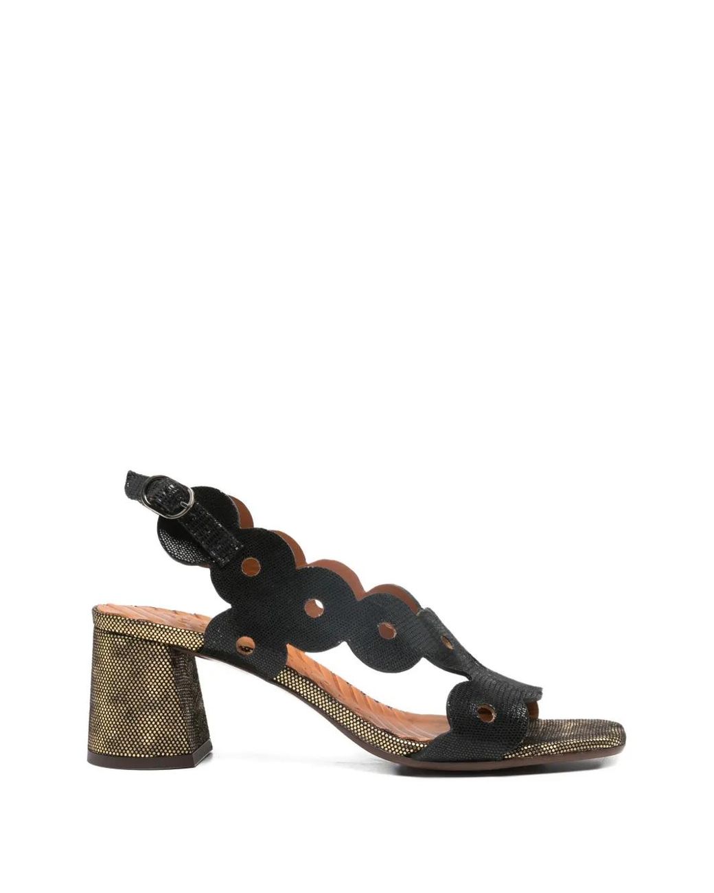 Chie Mihara Black Scalloped Ryed Sandals