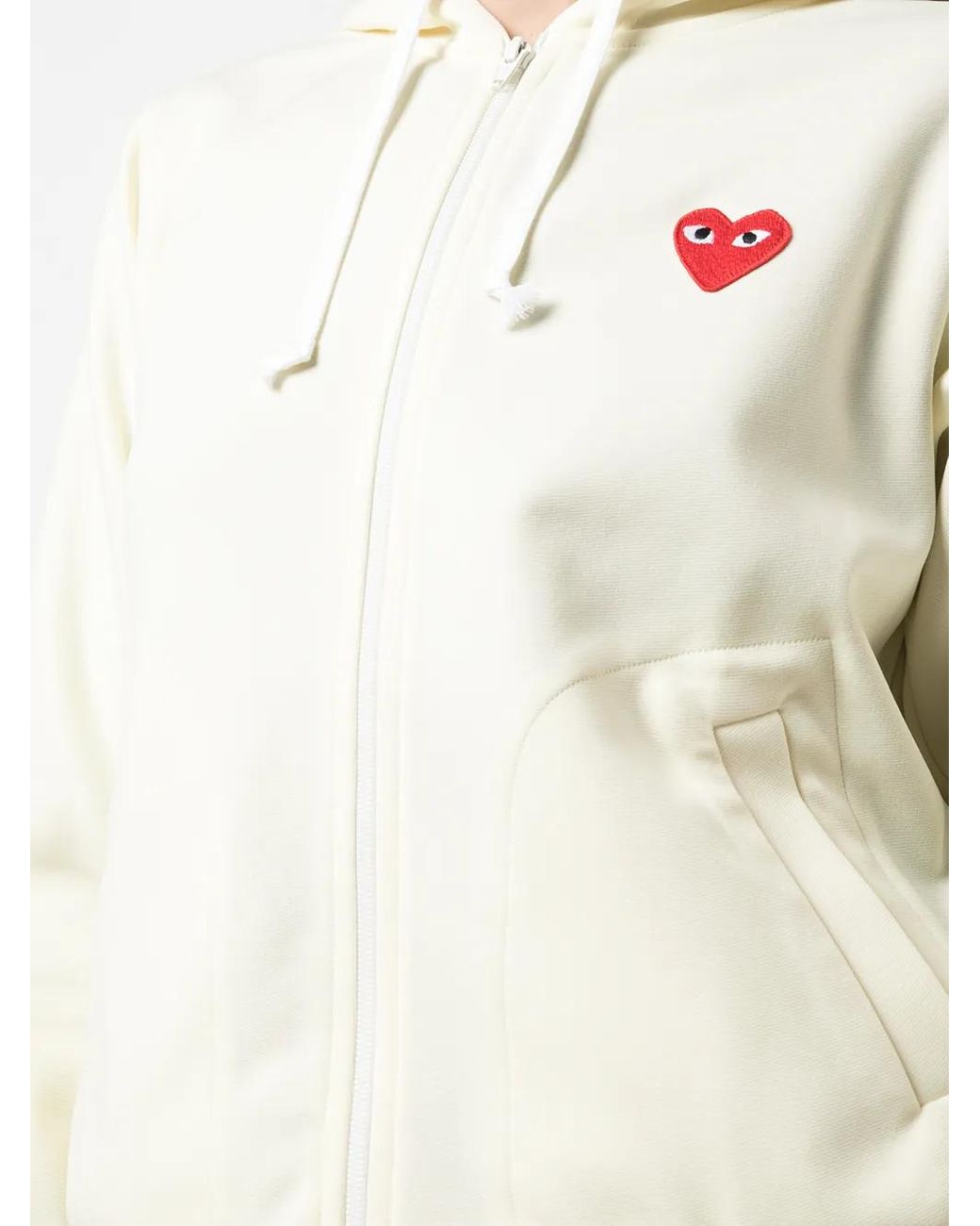 COMME DES GARÇONS PLAY White Heart-Patch Zip-Up Hoodie