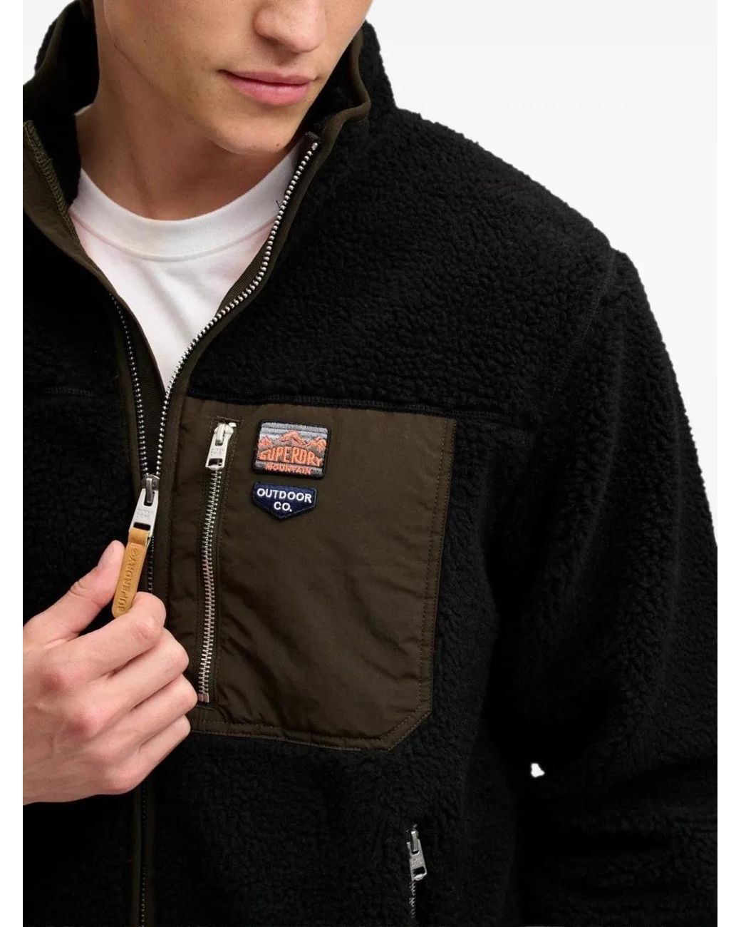 Superdry Black Veste Retro Zippée En Polaire for men