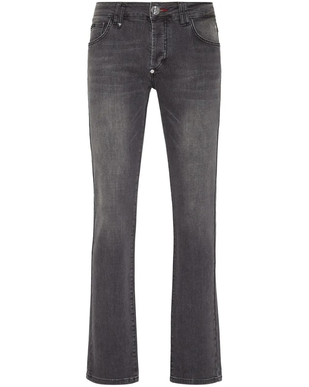 Philipp Plein Gray Supreme Iconic Low-Rise Straight-Leg Jeans for men