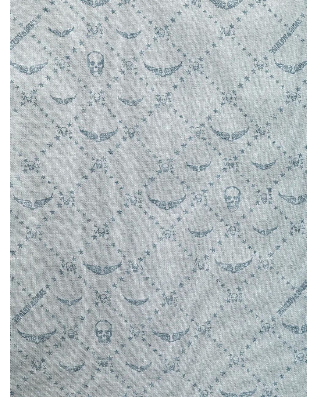 Zadig & Voltaire Blue Écharpe Liz En Jean À Motif Monogrammé
