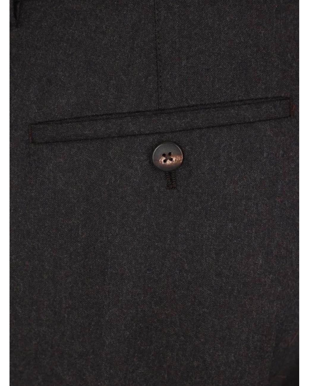 Caruso Black Pressed-Crease Wool Trousers for men