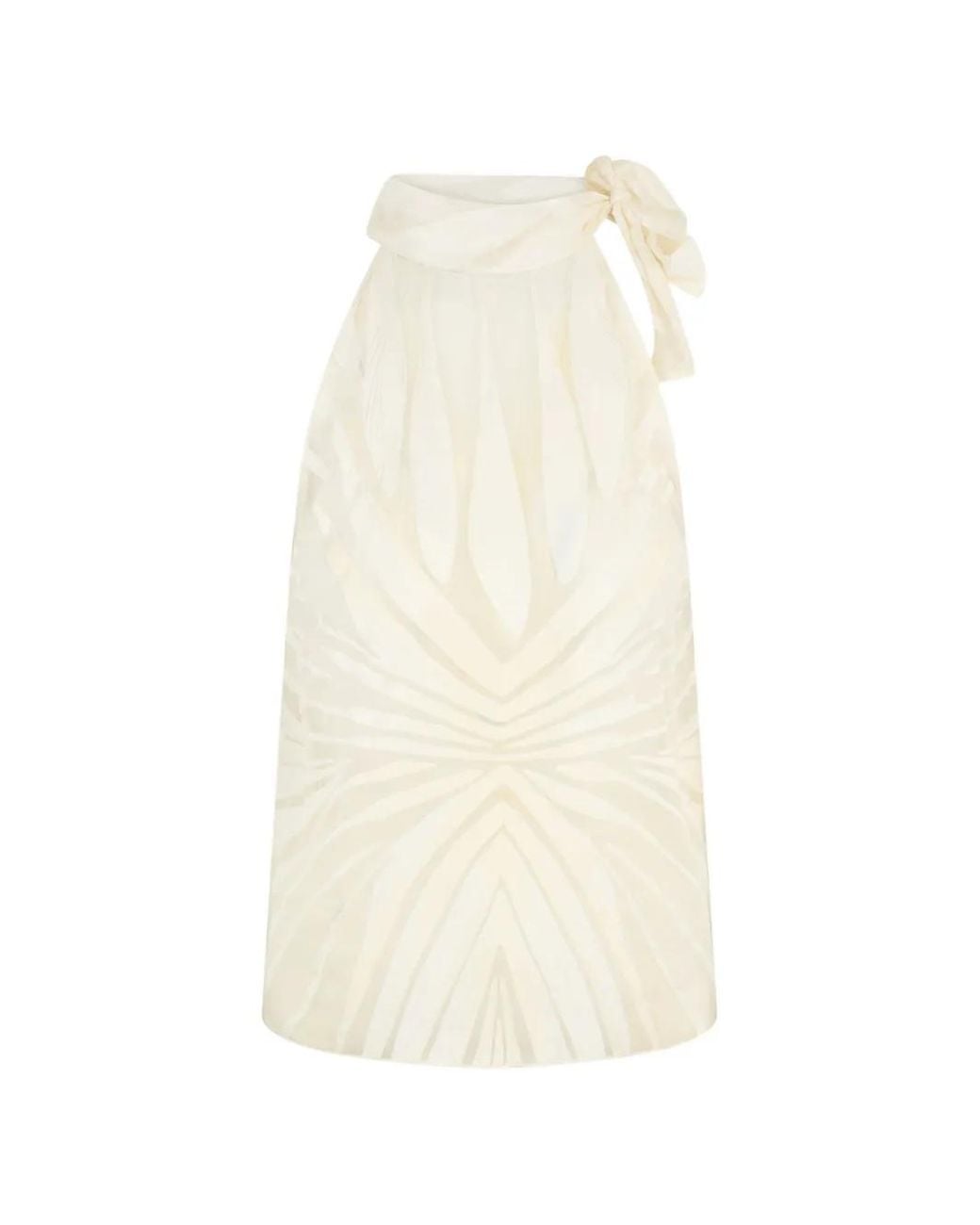 Roberto Cavalli White Ray Print Bow-Detail Top