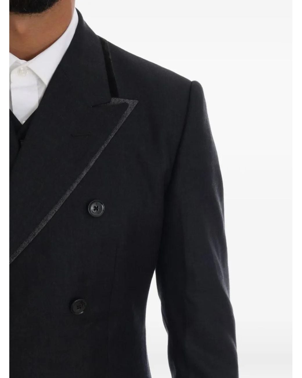 Dolce & Gabbana Black Double-Breasted Wool Suit for men