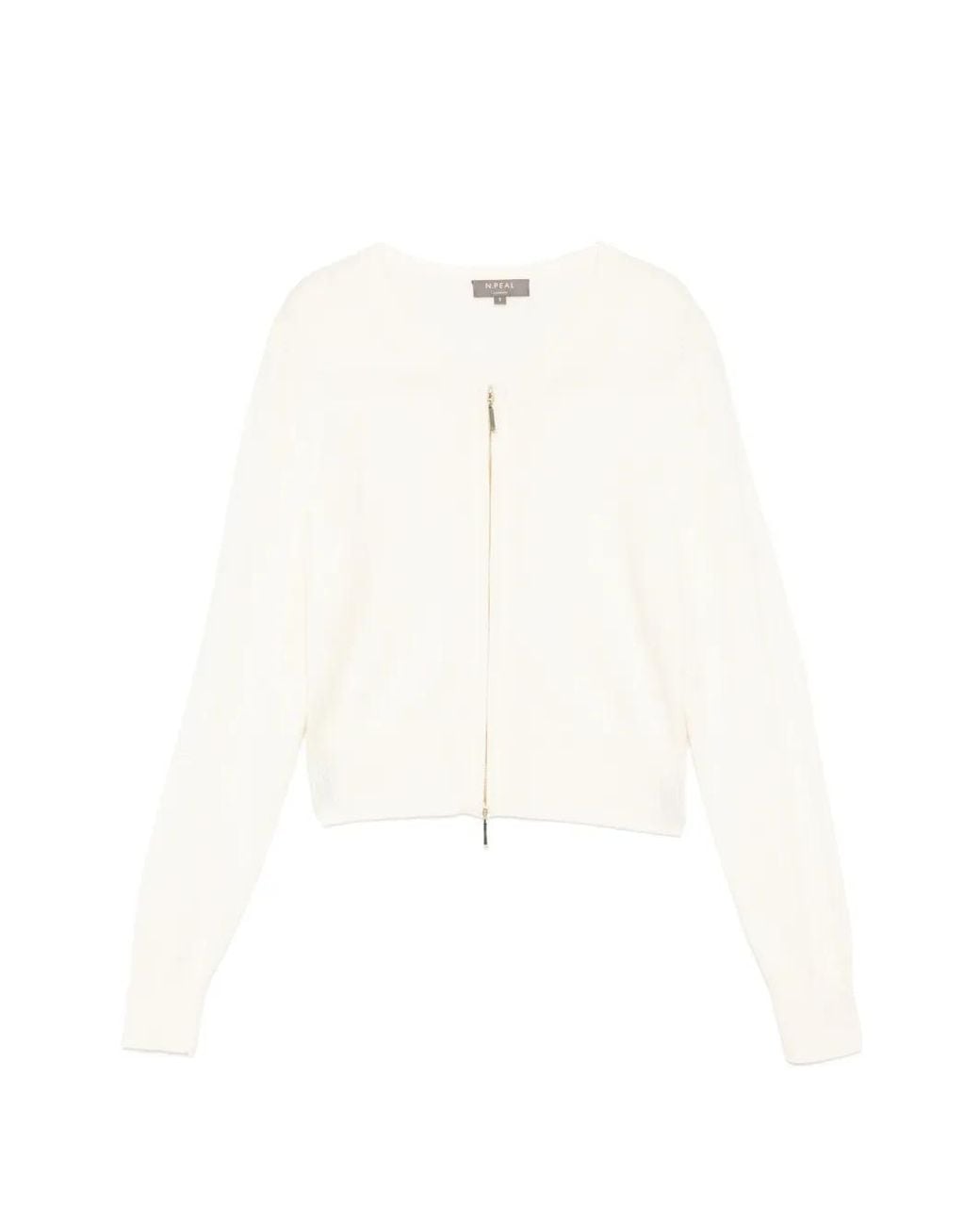 N.Peal Cashmere White Cardigan Ivy À Fermeture Zippée