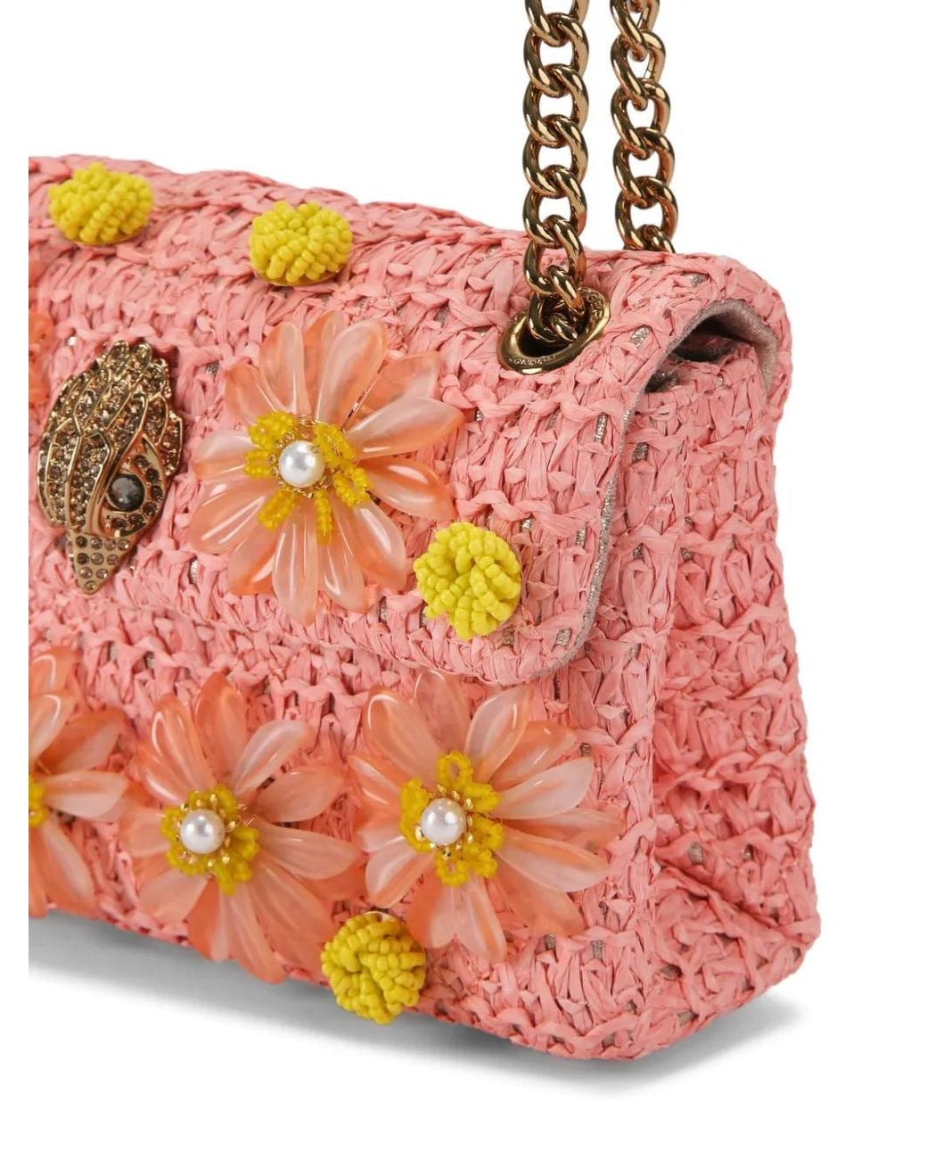Kurt Geiger Orange Mini Raffia Kensington Shoulder Bag