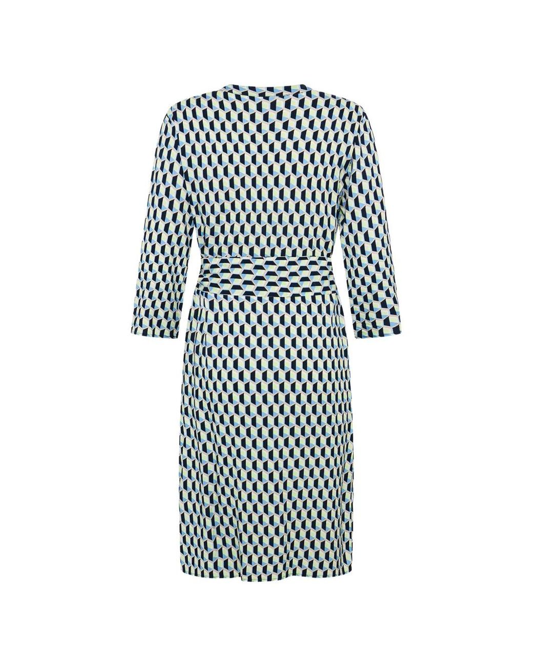 Betty Barclay White Geometric-Print Belted Dress