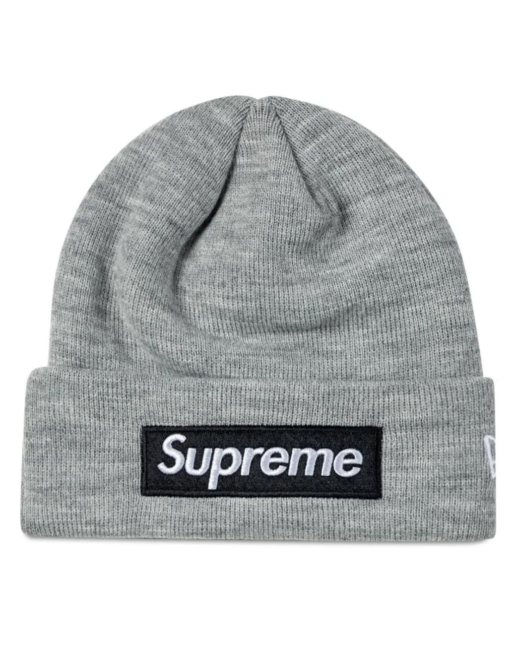 Supreme Gray X New Era Box Logo Knitted Beanie