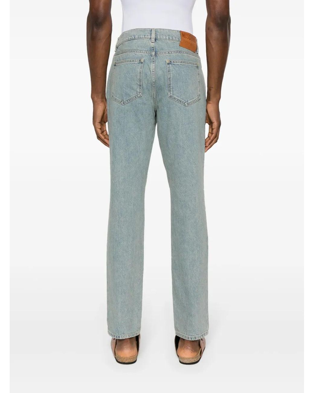 Moschino Blue Straight Jeans With A Faded Effect for men