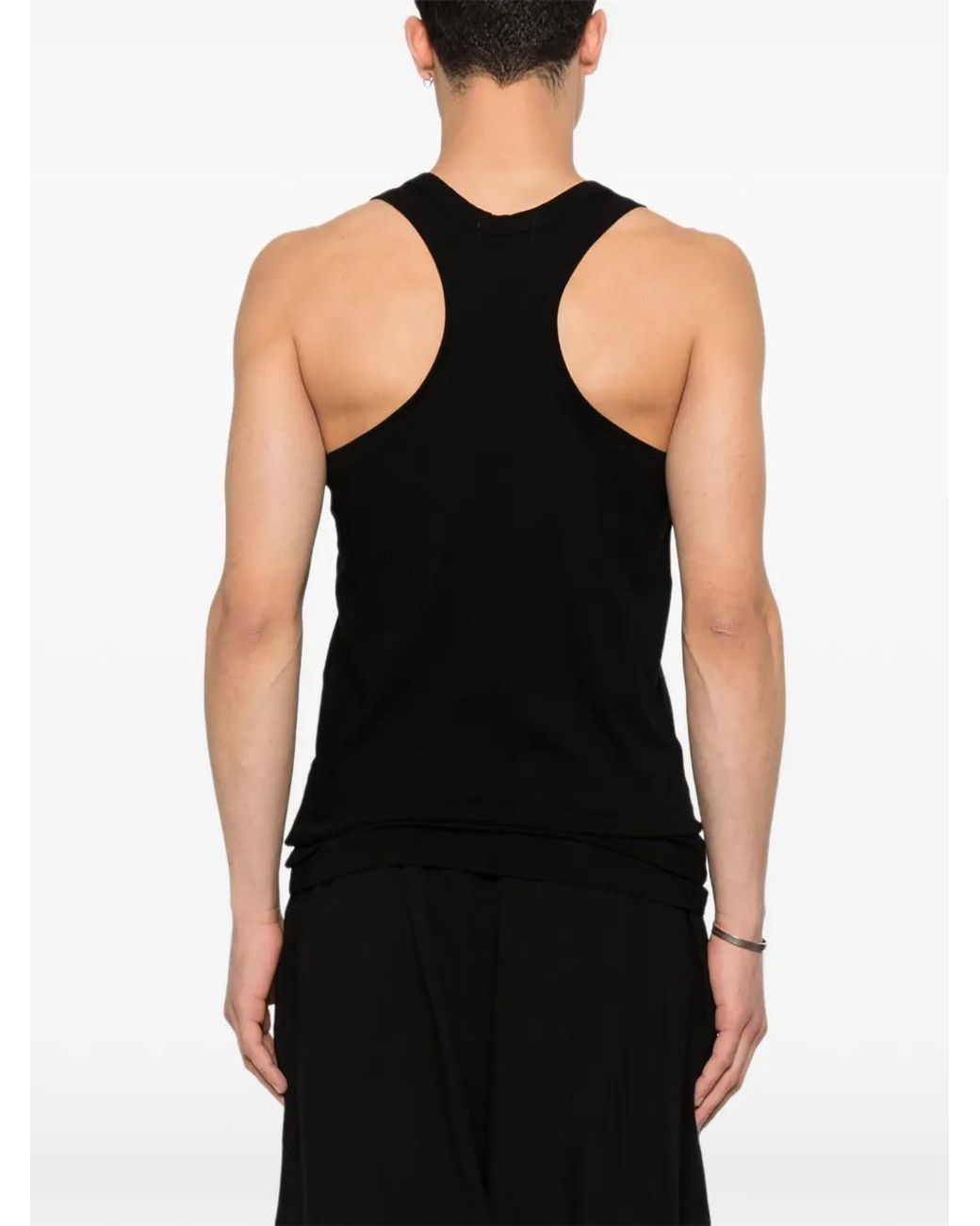 Yohji Yamamoto Black V-Neck Tank Top for men