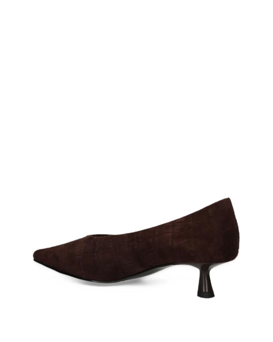 Bibi Lou Brown Crocodile-Effect Pointed-Toe Pumps