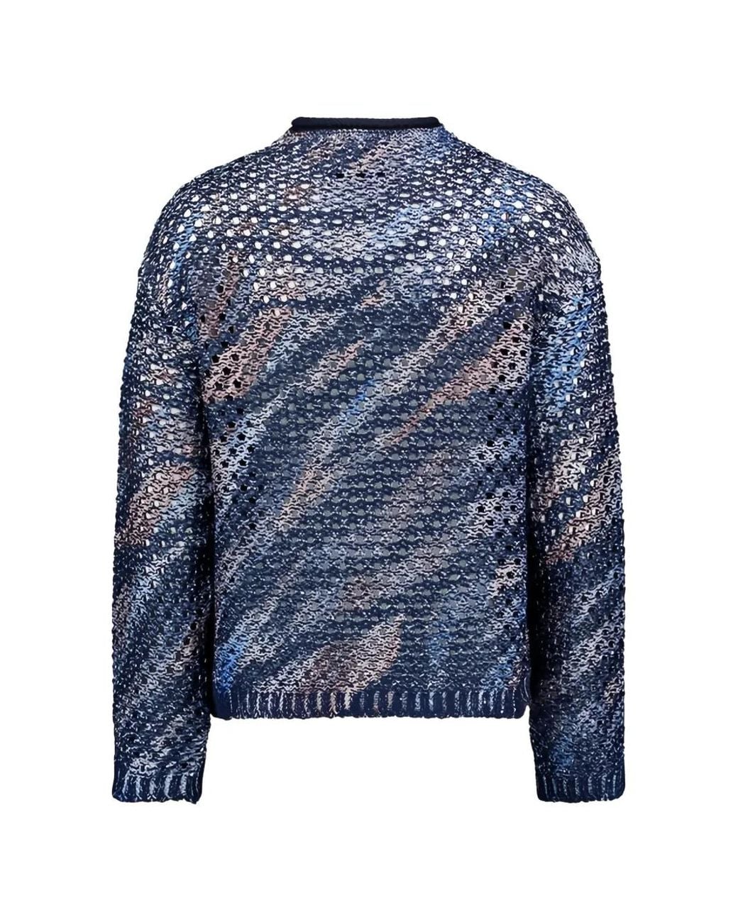 Betty Barclay Blue Open-Knit Tiger-Print Sweater