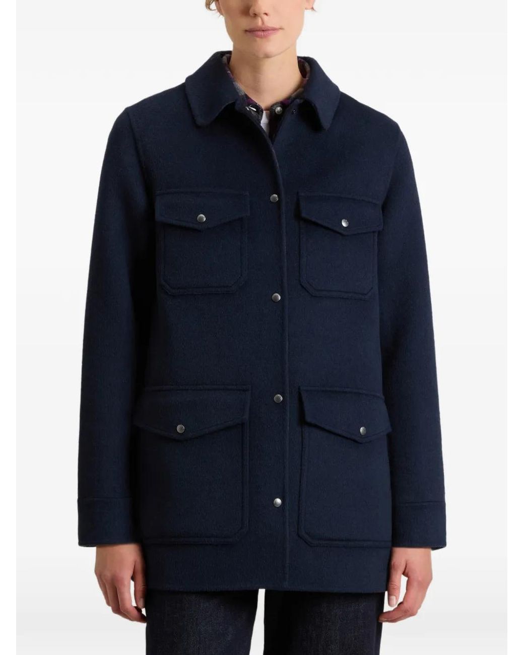Woolrich Blue Snap-Button Pocket Coat