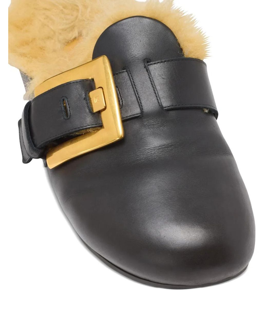 Balmain Brown Faux Fur Lined Mules
