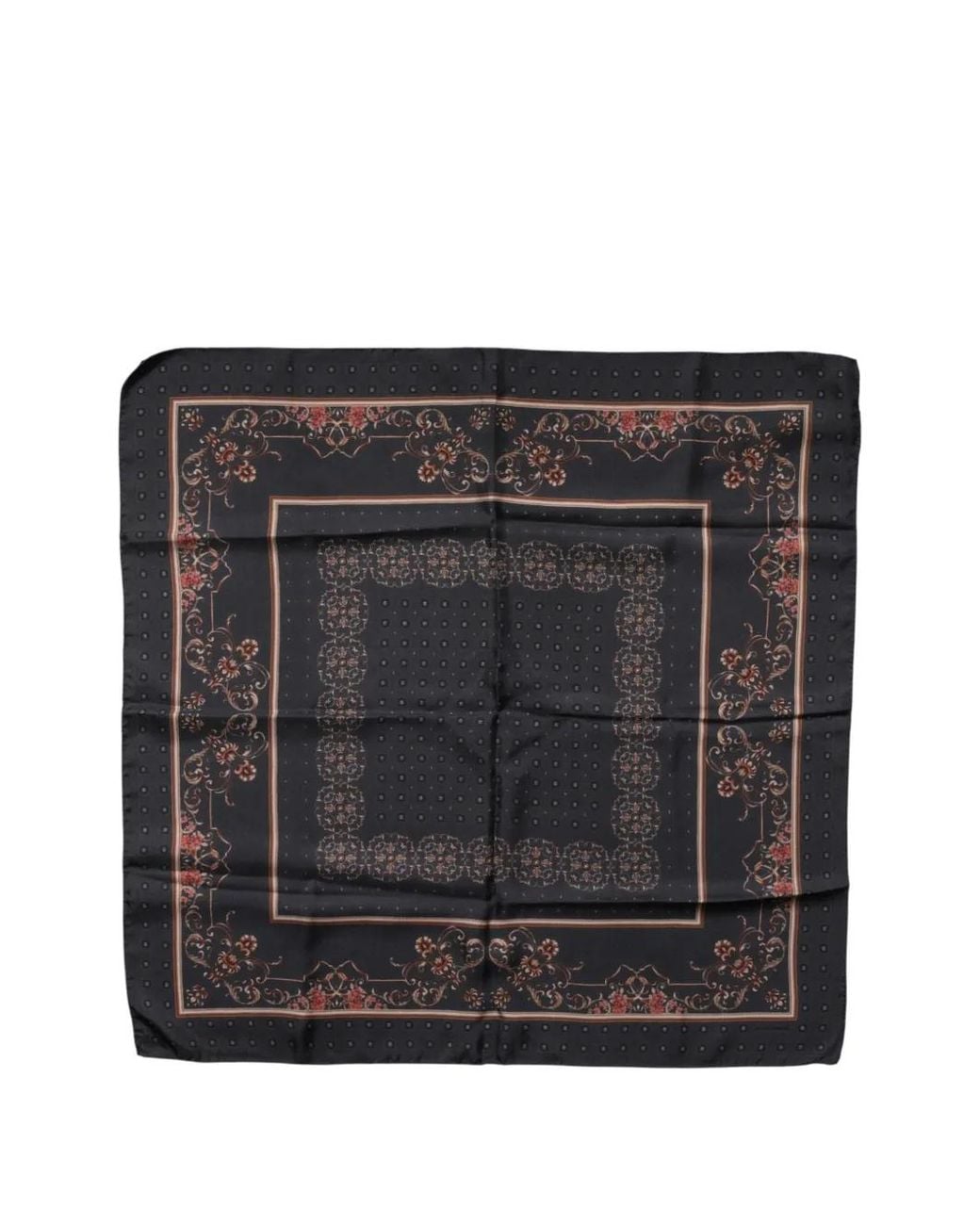 Dolce & Gabbana Black Patterned Square Foulard Scarf for men
