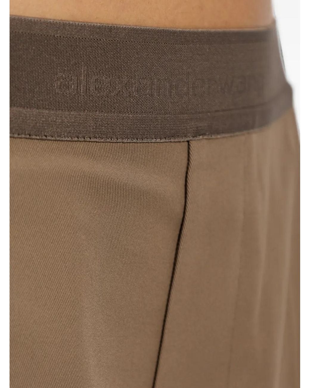 Alexander Wang Natural Logo-Waistband Palazzo Pants